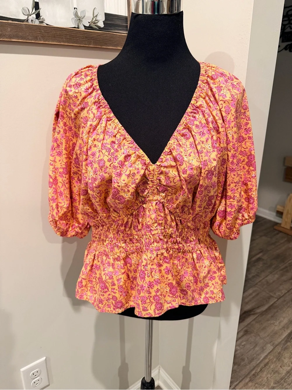 Old Navy Smocked V-Neck Peplum Top